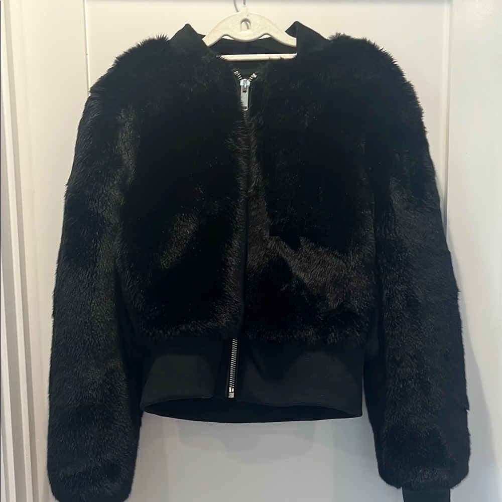 n:PHILANTHROPY Black Teddy Jacket Plush Faux Fur